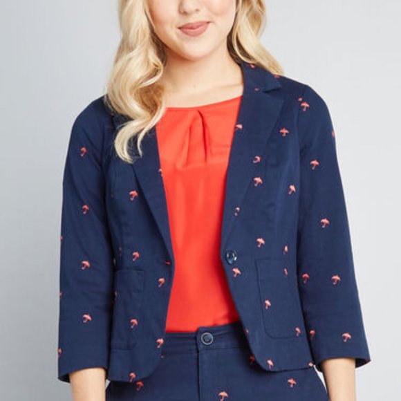 ModCloth | Navy Blazer w/ Umbrella's | 18 - Picture 2 of 2